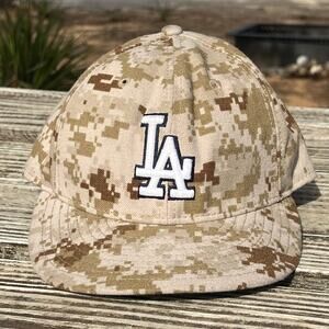 New Era 59FIFTY LA Dodgers Hat 7 | Tan Camo Armed Forces Day On-Field Fitted Cap